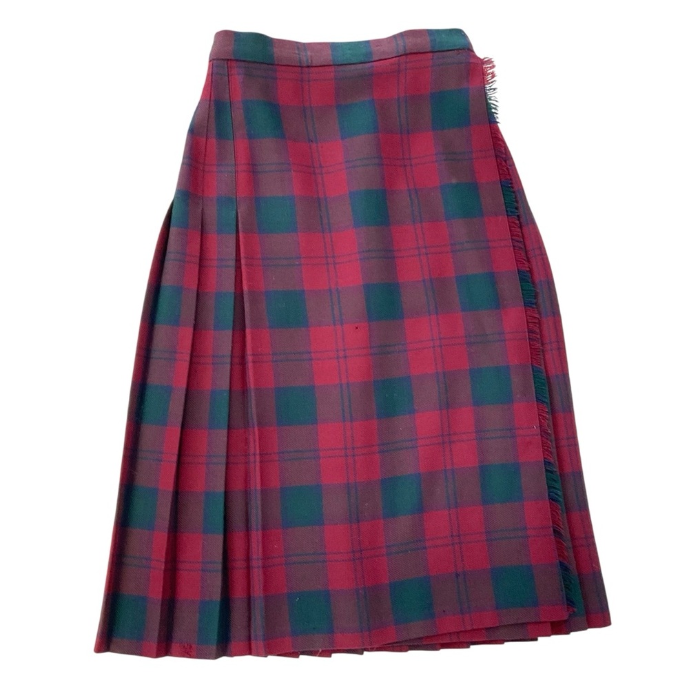 Plaid Midi Skirt in Red and Green